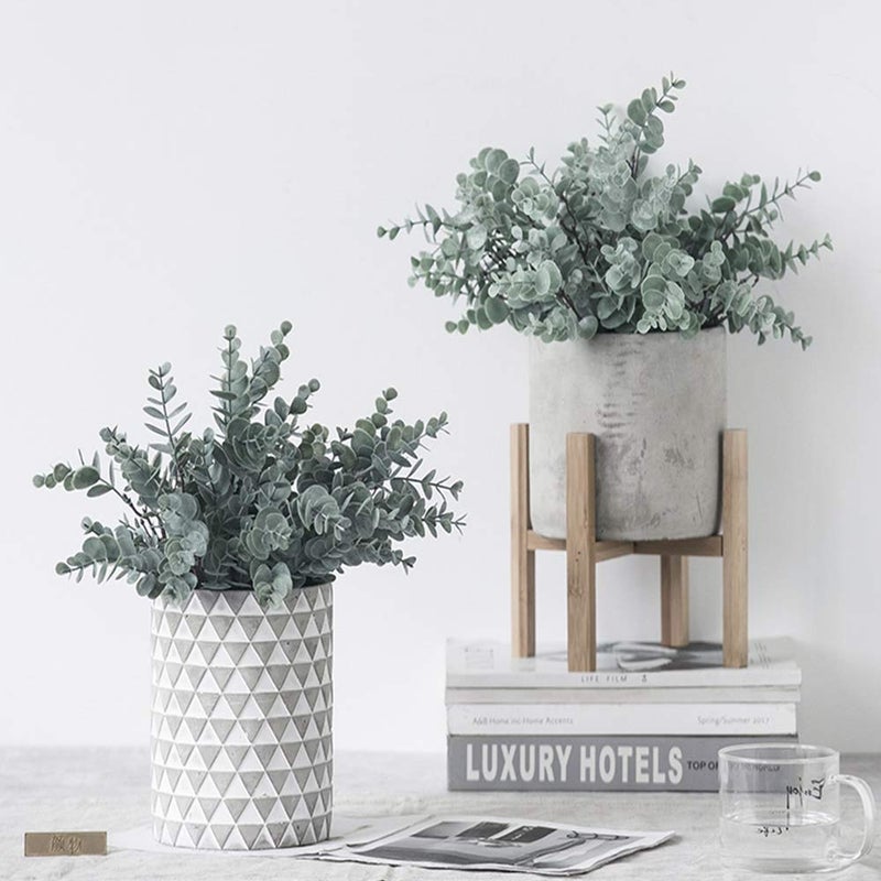 OUTLEE 3 Pack of Artificial Eucalyptus Stem Shrub Faux Eucalyptus Leaves Spray Artificial Greenery Stems Fake Silver Dollar Branches Plants for Home Wedding Decor 17.7" Tall - Image 4